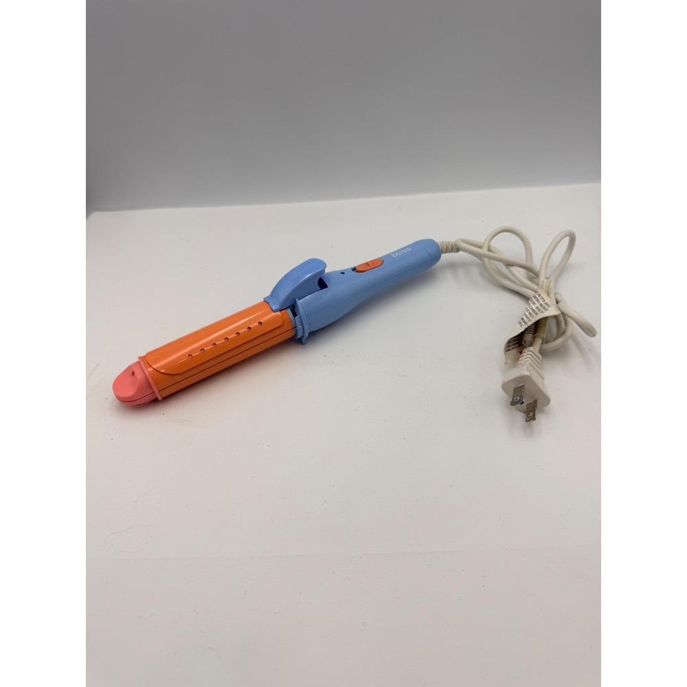 Bliss Curling Iron Unisex Blue Orange Corded Hair Styling Tool